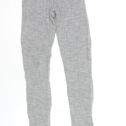 Lipsy London Women’s Grey Ribbed Knit Leggings Size S