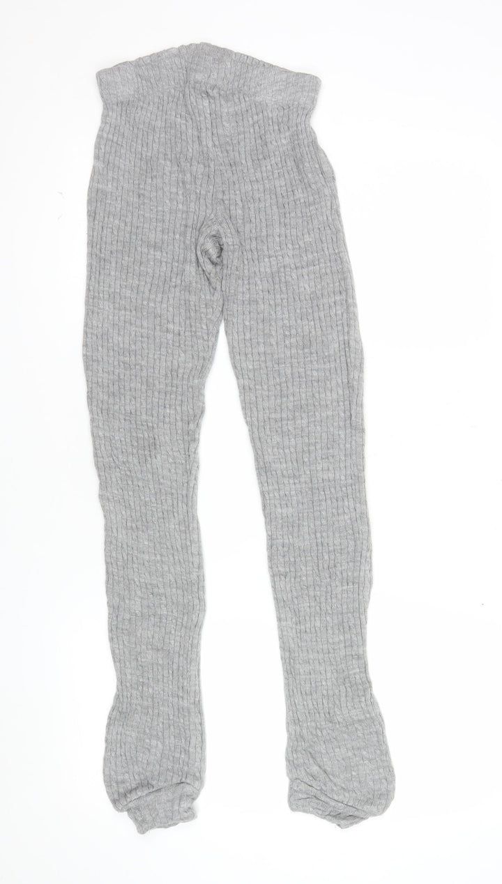 Lipsy London Women’s Grey Ribbed Knit Leggings Size S