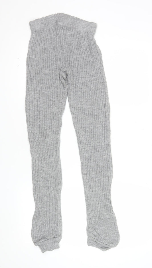 Lipsy London Women’s Grey Ribbed Knit Leggings Size S