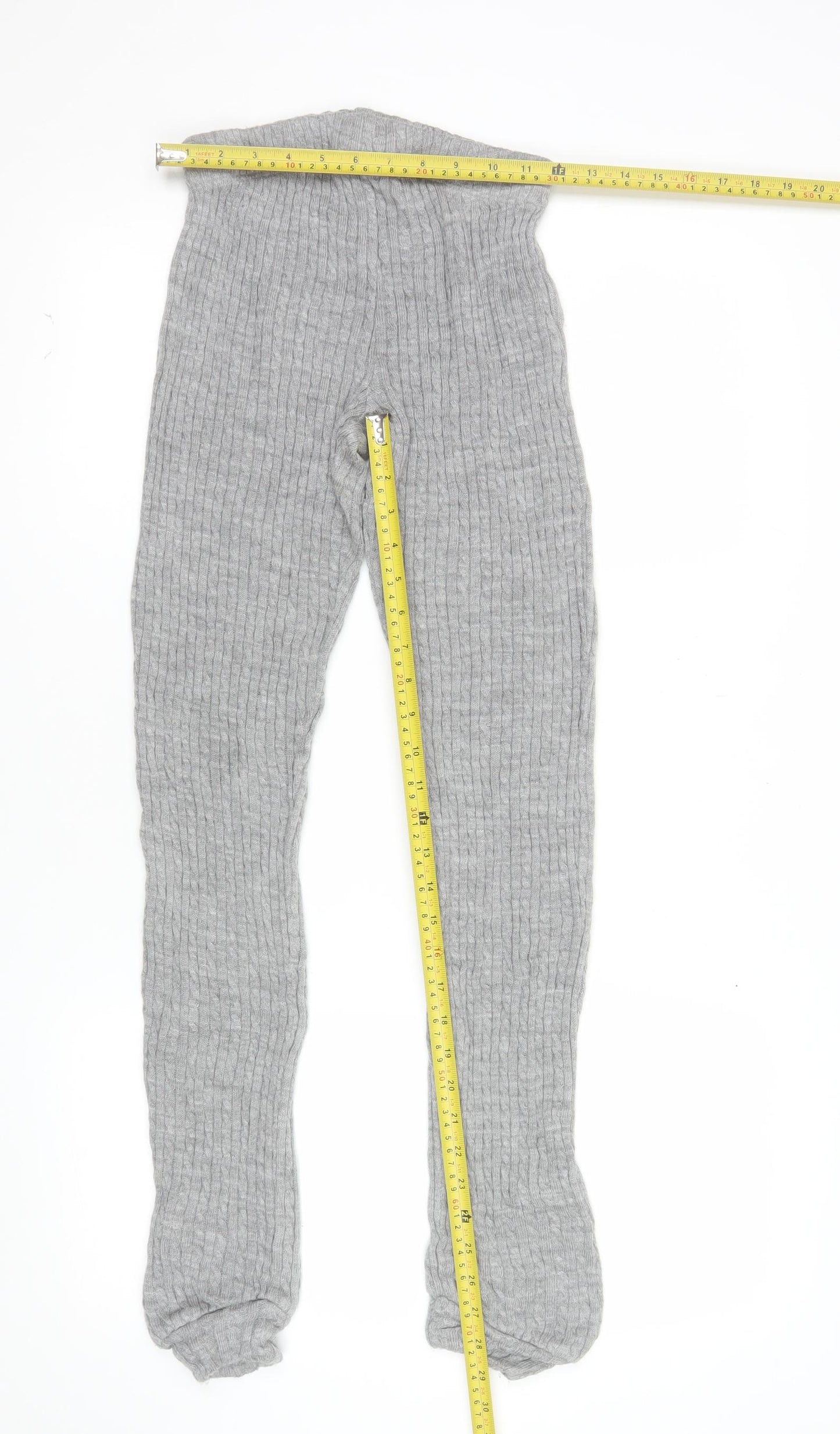 Lipsy London Women’s Grey Ribbed Knit Leggings Size S