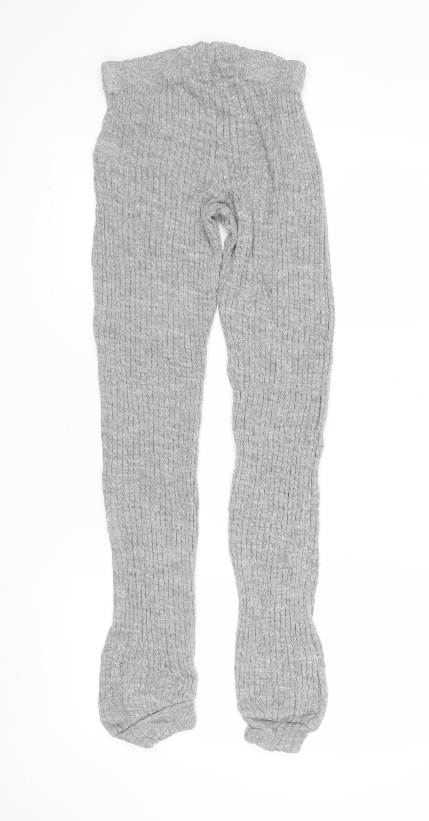 Lipsy London Women’s Grey Ribbed Knit Leggings Size S