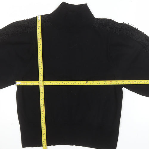 Jigsaw Women’s Black Wool High Neck Jumper Size S