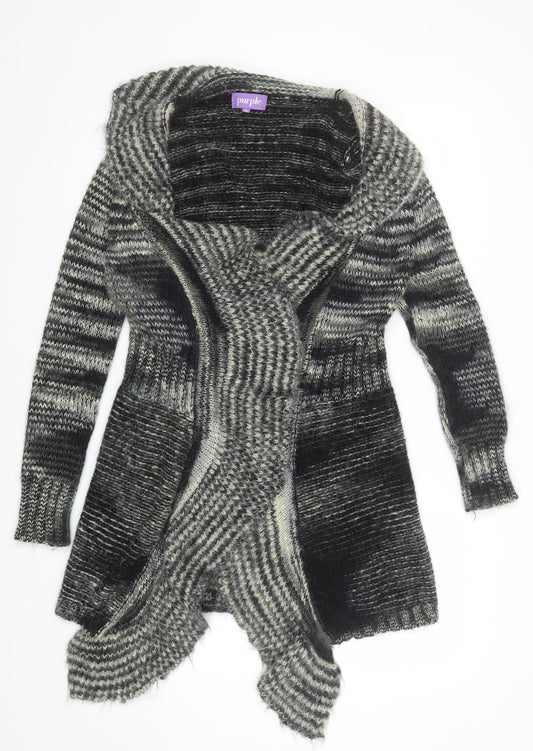 Purple Womens Grey Wool Chunky Knit Cardigan M