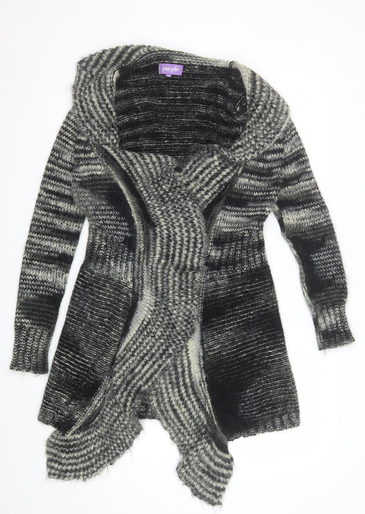 Purple Womens Grey Wool Chunky Knit Cardigan M