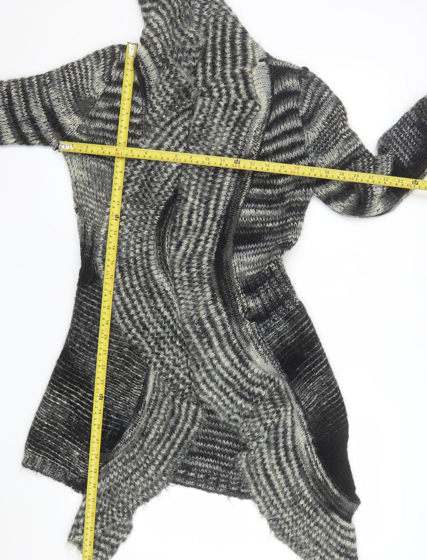 Purple Womens Grey Wool Chunky Knit Cardigan M