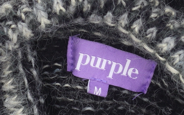 Purple Womens Grey Wool Chunky Knit Cardigan M