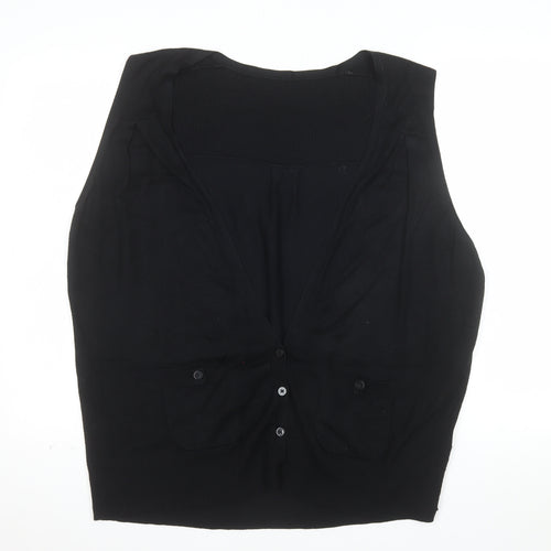 Marks and Spencer Women's Black V-Neck Sleeveless Cardigan UK 22