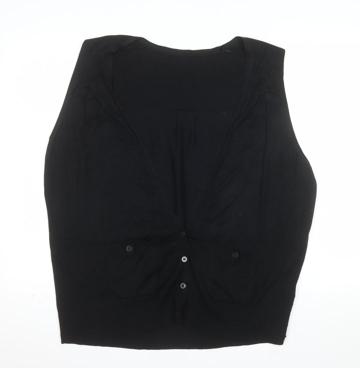 Marks and Spencer Women's Black V-Neck Sleeveless Cardigan UK 22