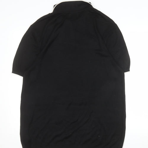 Topman Mens Black XL Knit Zip Collar Polo Shirt Short Sleeve