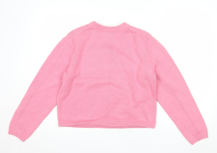 Marks and Spencer Women Pink Knit Crew Neck Long Sleeve Jumper M