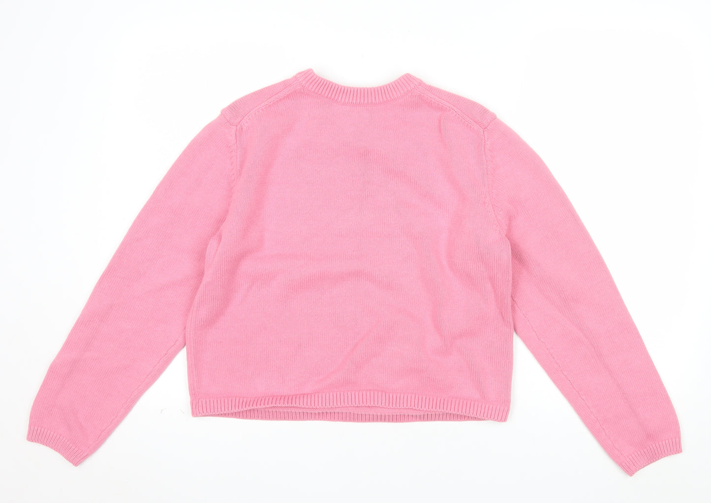 Marks and Spencer Women Pink Knit Crew Neck Long Sleeve Jumper M