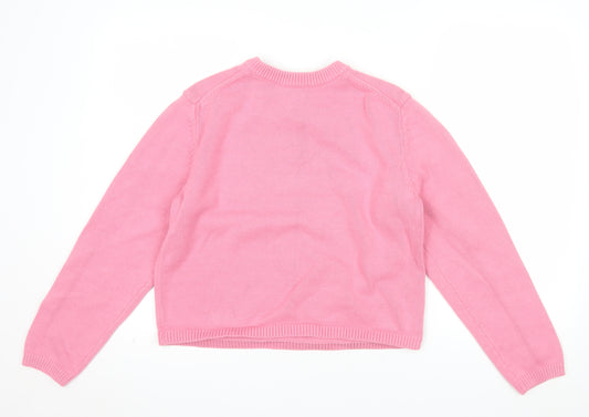 Marks and Spencer Women Pink Knit Crew Neck Long Sleeve Jumper M