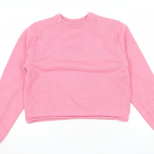Marks and Spencer Women Pink Knit Crew Neck Long Sleeve Jumper M