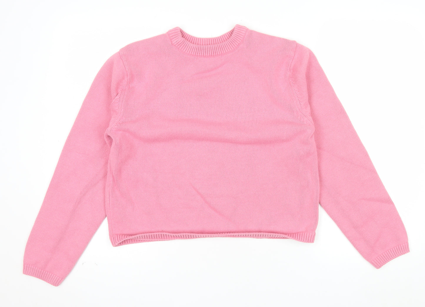 Marks and Spencer Women Pink Knit Crew Neck Long Sleeve Jumper M