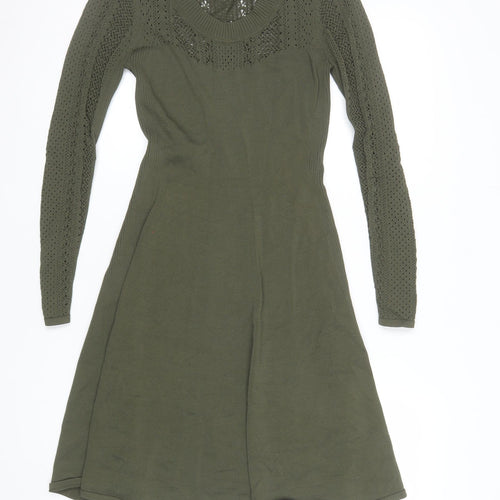 H&M Women’s Green Knit A-Line Long Sleeve Dress Size S