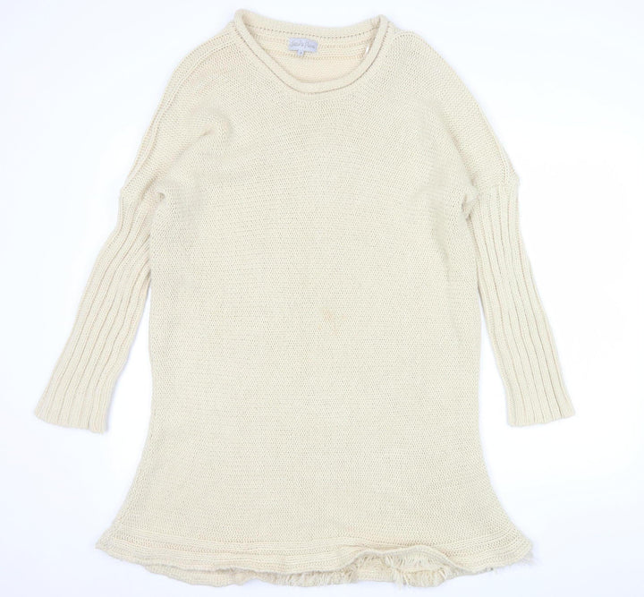 Stitch & Pieces Women’s Beige Cotton Chunky Knit Tunic Jumper Size 14