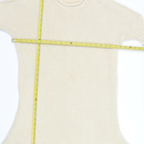 Stitch & Pieces Women’s Beige Cotton Chunky Knit Tunic Jumper Size 14
