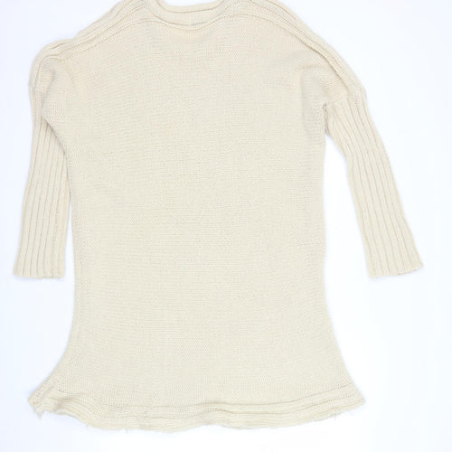 Stitch & Pieces Women’s Beige Cotton Chunky Knit Tunic Jumper Size 14
