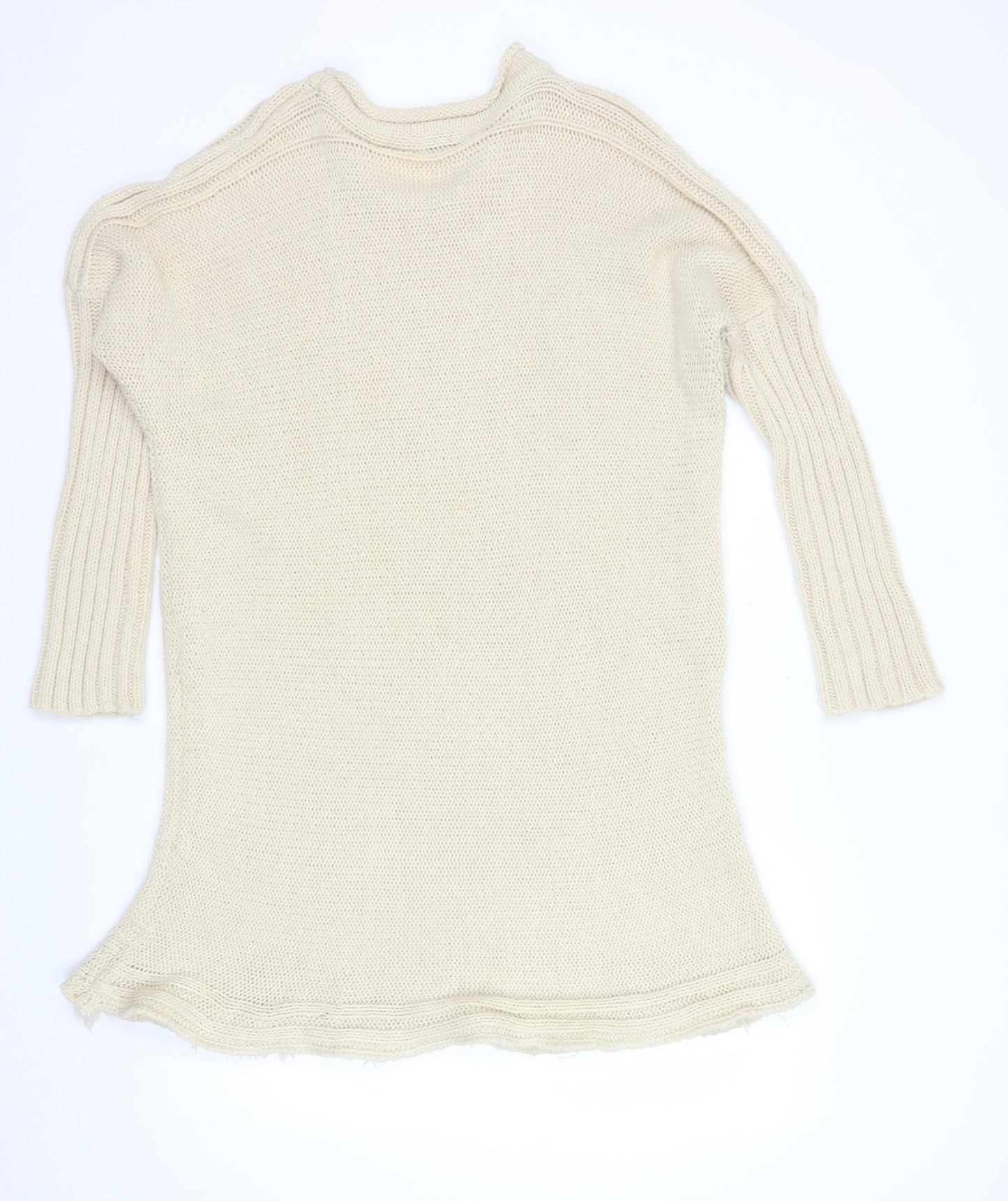 Stitch & Pieces Women’s Beige Cotton Chunky Knit Tunic Jumper Size 14