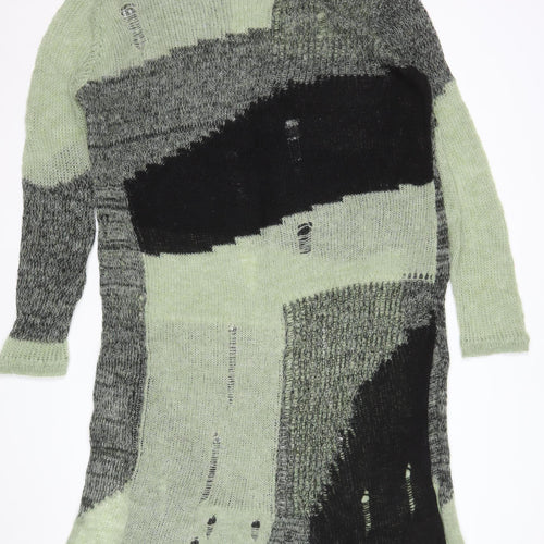 Cider Women's Green Black Distressed Knit Jumper Dress 2XL