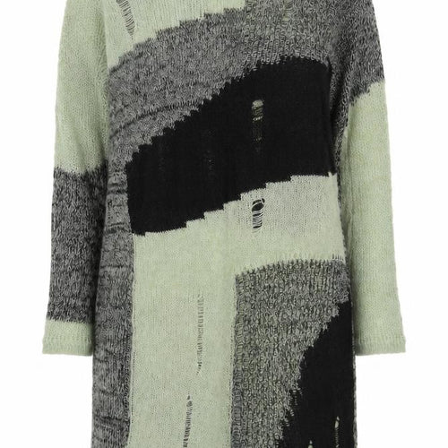 Cider Women's Green Black Distressed Knit Jumper Dress 2XL