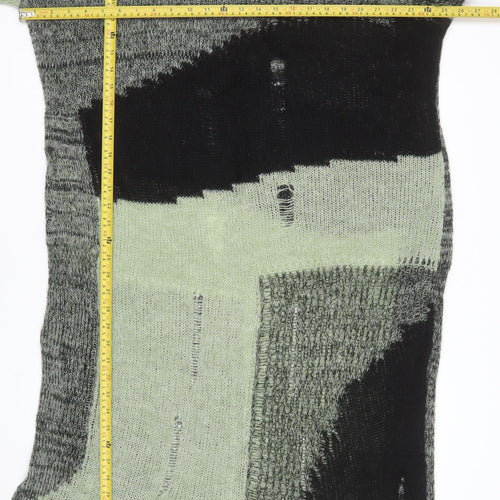 Cider Women's Green Black Distressed Knit Jumper Dress 2XL