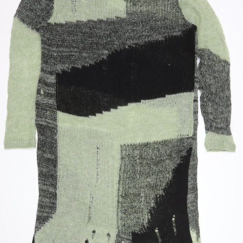Cider Women's Green Black Distressed Knit Jumper Dress 2XL