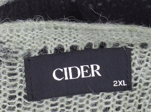 Cider Women's Green Black Distressed Knit Jumper Dress 2XL