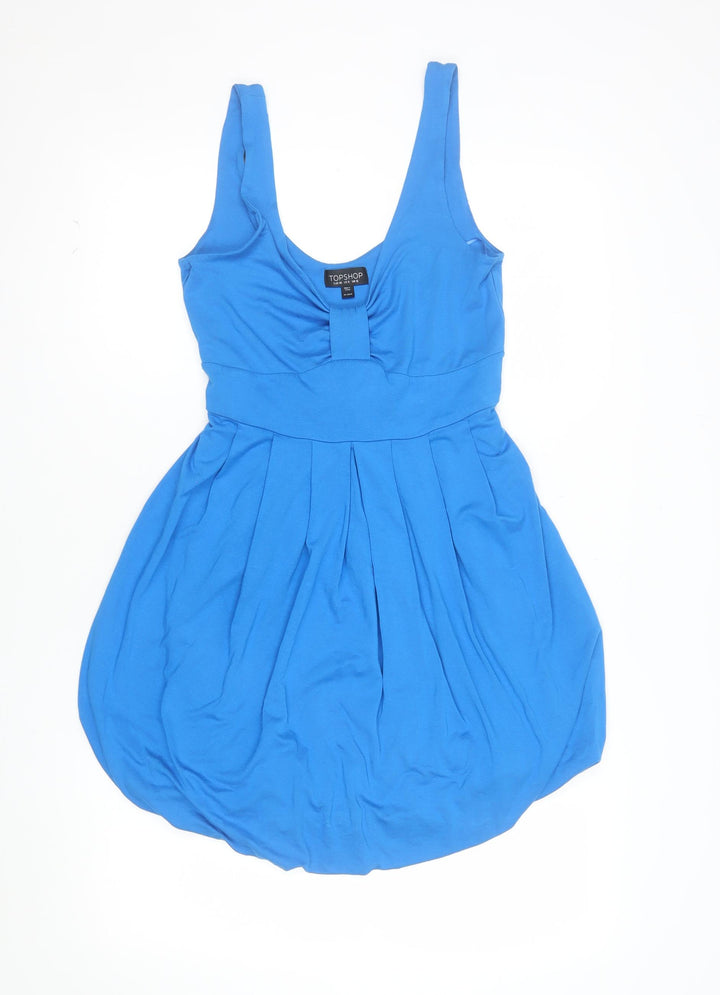 Topshop Women’s Blue Sleeveless Bubble Hem Jersey Dress UK 12