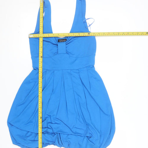 Topshop Women’s Blue Sleeveless Bubble Hem Jersey Dress UK 12