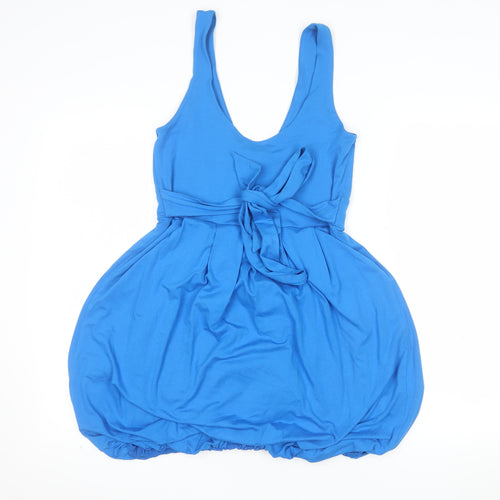 Topshop Women’s Blue Sleeveless Bubble Hem Jersey Dress UK 12