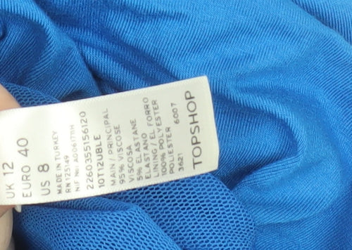 Topshop Women’s Blue Sleeveless Bubble Hem Jersey Dress UK 12