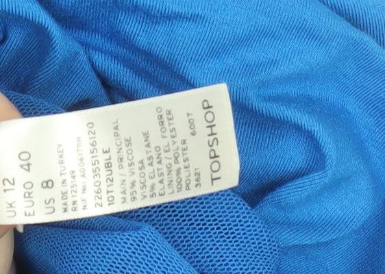 Topshop Women’s Blue Sleeveless Bubble Hem Jersey Dress UK 12