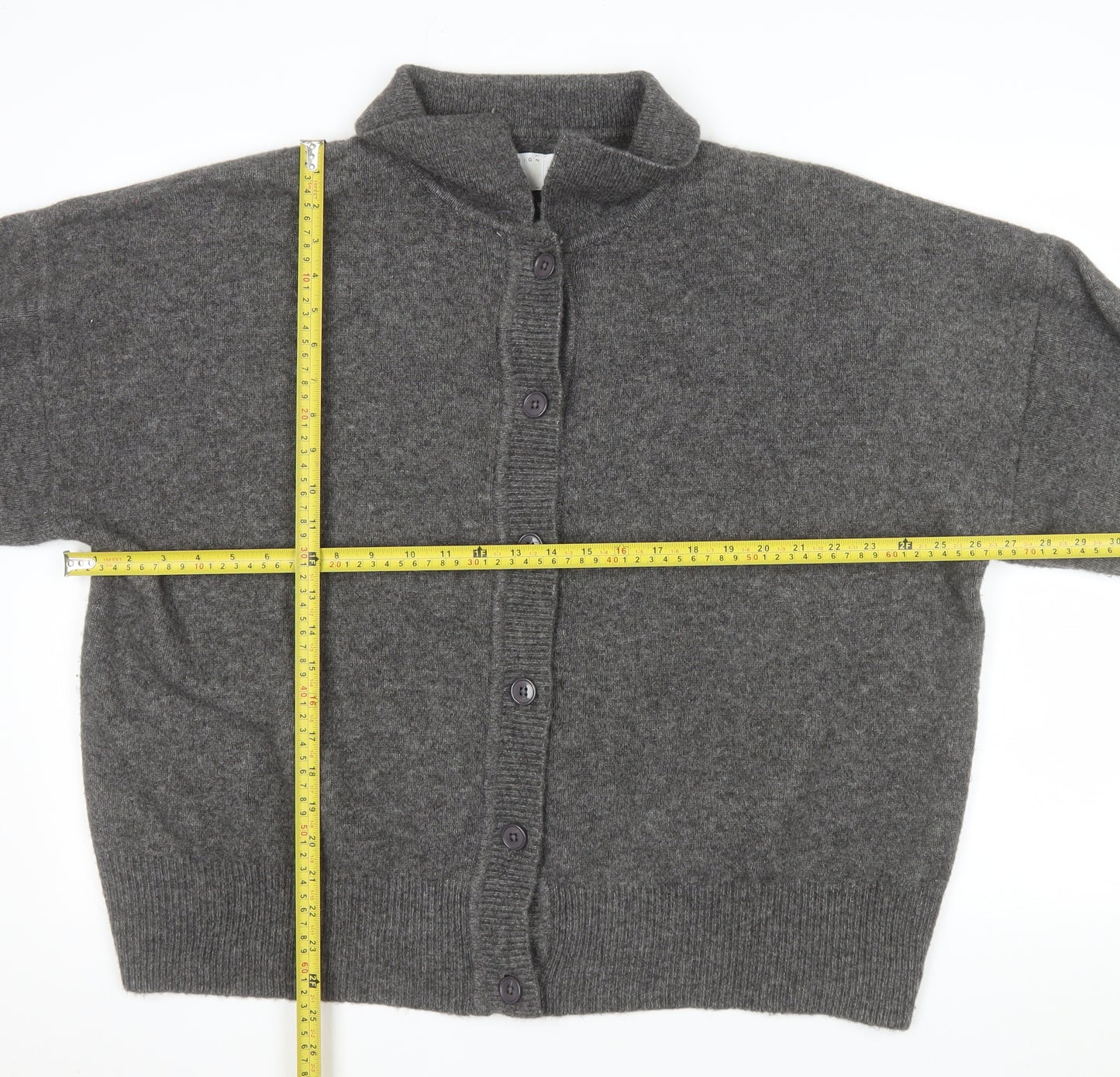 ASOS DESIGN Women's Grey Collared Button-Up Knit Cardigan M 12-14