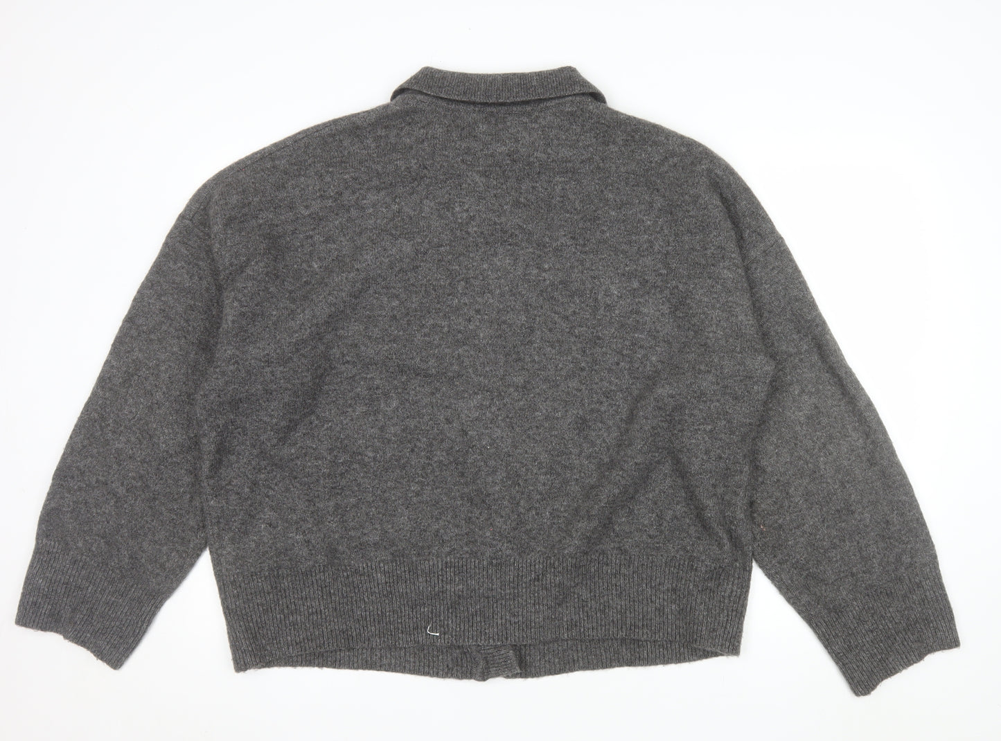 ASOS DESIGN Women's Grey Collared Button-Up Knit Cardigan M 12-14