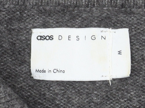ASOS DESIGN Women's Grey Collared Button-Up Knit Cardigan M 12-14