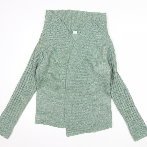 New Look Women's Green Chunky Knit Open Cardigan Size 14