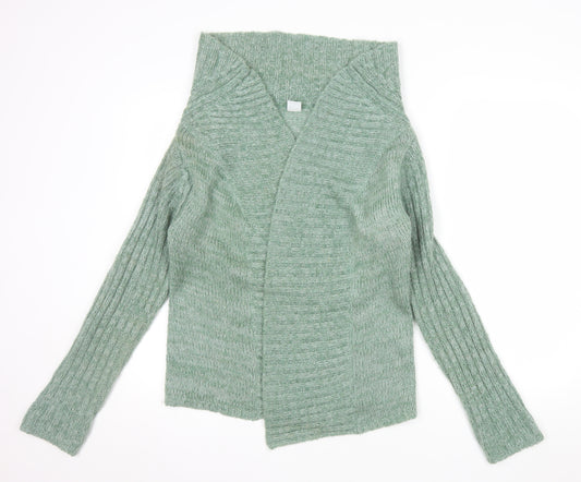 New Look Women's Green Chunky Knit Open Cardigan Size 14