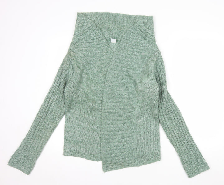 New Look Women's Green Chunky Knit Open Cardigan Size 14