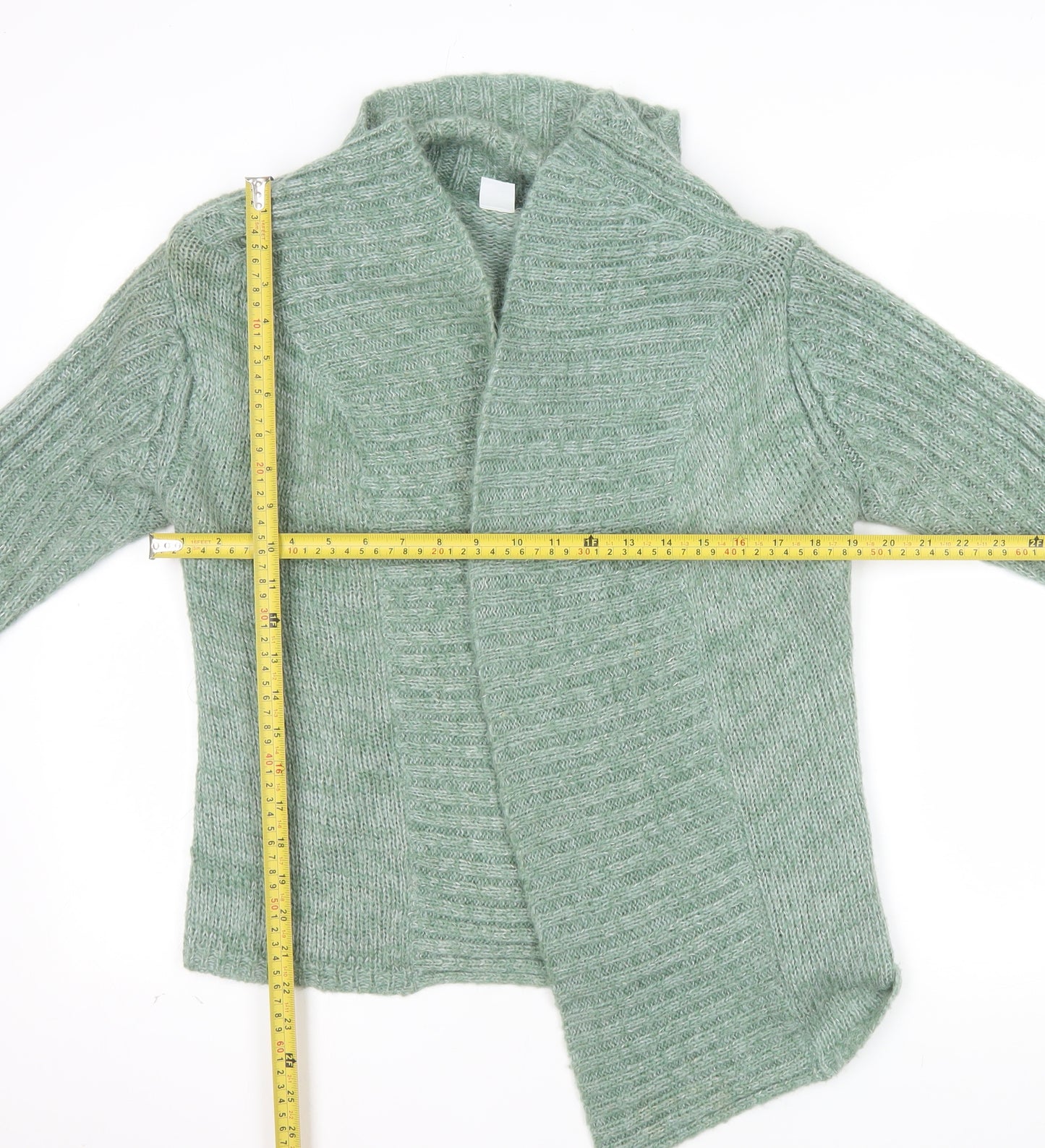 New Look Women's Green Chunky Knit Open Cardigan Size 14
