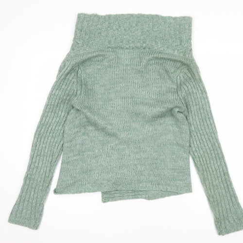 New Look Women's Green Chunky Knit Open Cardigan Size 14