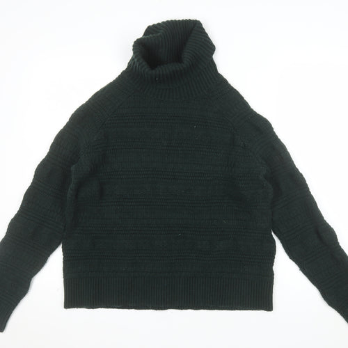 Great Plains Women's Black Roll Neck Chunky Knit Jumper L