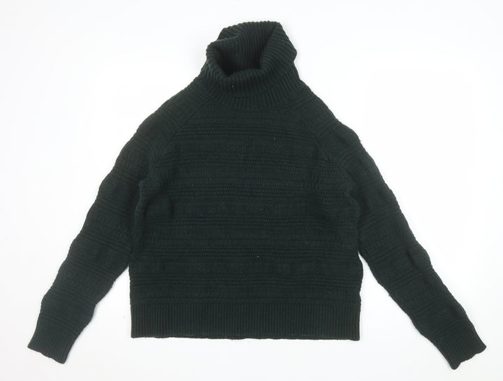 Great Plains Women's Black Roll Neck Chunky Knit Jumper L
