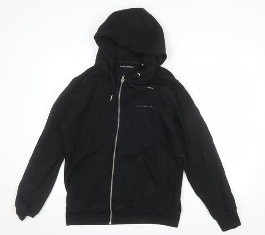Make Thread Men's Black Full Zip Hoodie S Essentials Club