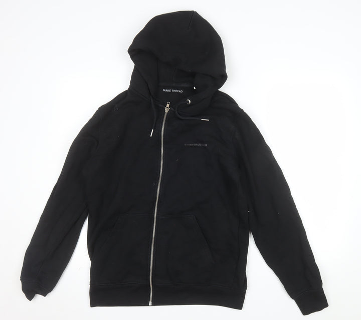 Make Thread Men's Black Full Zip Hoodie S Essentials Club