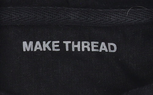 Make Thread Men's Black Full Zip Hoodie S Essentials Club