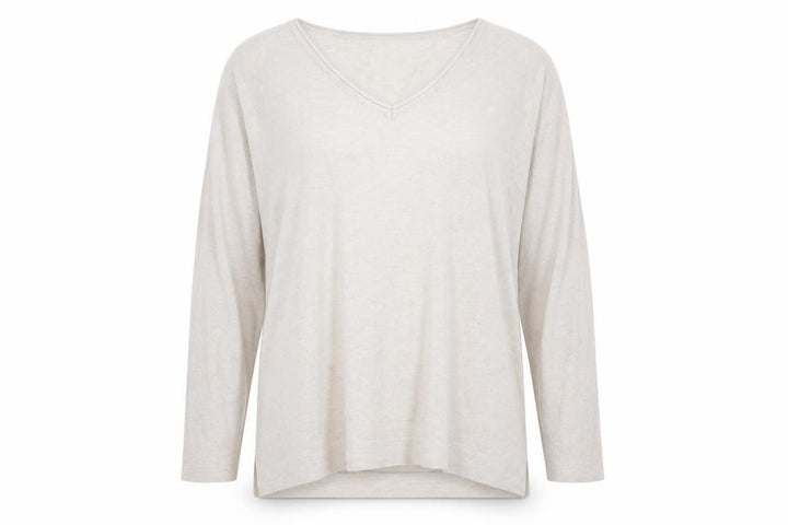 Monsoon Women Beige V-Neck Wool Blend Lightweight Jumper XL