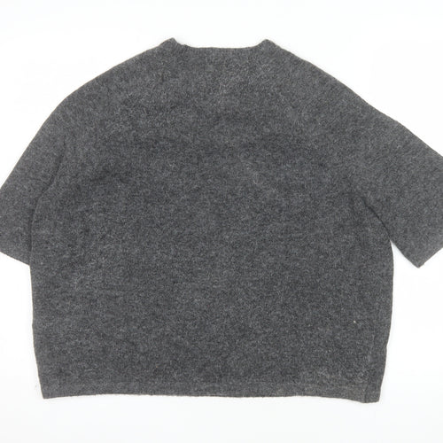 Anthology Women Grey Wool Blend Short Sleeve Pullover Jumper UK 8/10