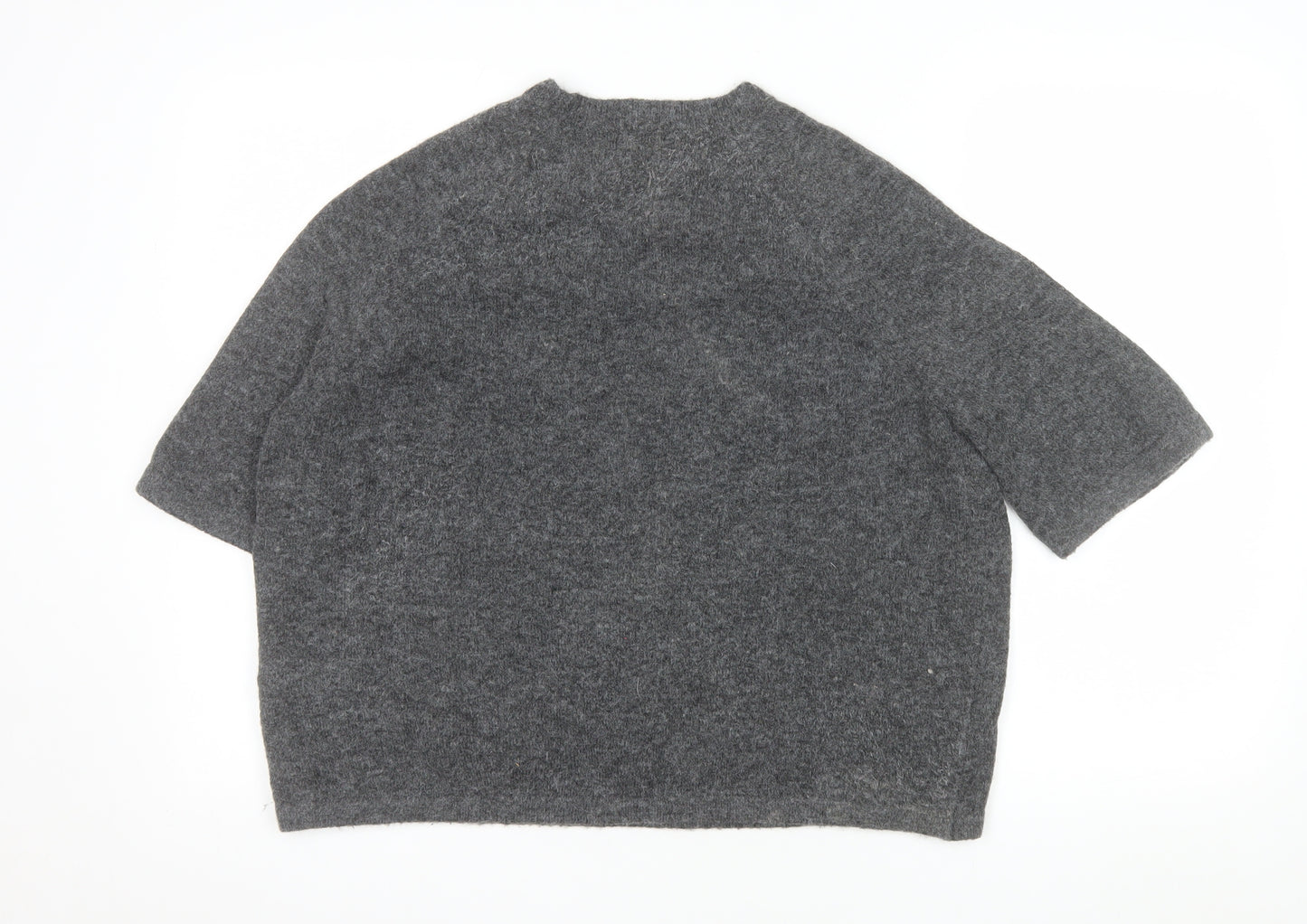Anthology Women Grey Wool Blend Short Sleeve Pullover Jumper UK 8/10