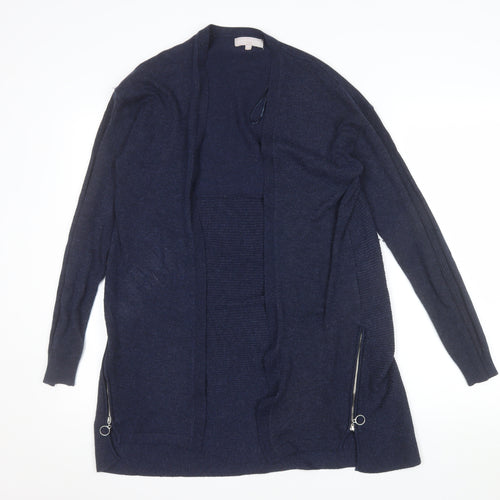 Red Herring Womens Navy Longline Cardigan Size 10 Open Front Zip Detail